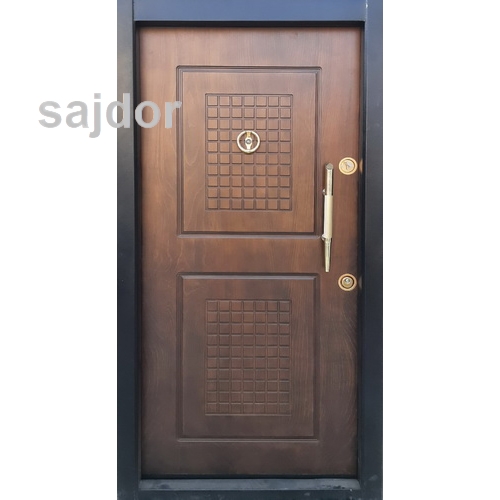 درب ضد سرقت cnc روکش راش مدل دوقاب شطرنجی