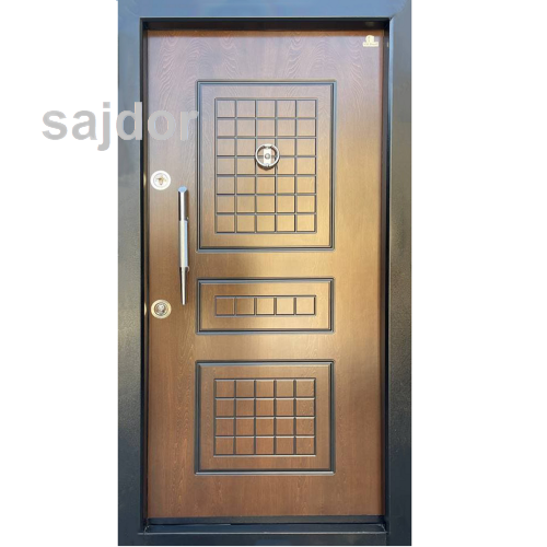 درب ضد سرقت cnc روکش راش مدل سه قاب شطرنجی