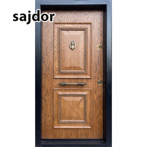 درب ض سرقت لوکس مدل دوقاب زنجیری روکش بلوط